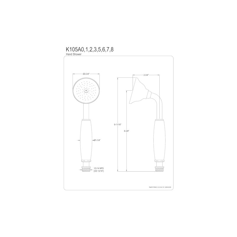 Kingston Brass K105A2 Victorian Hand Shower, 8-3/8 inch Length, Polished