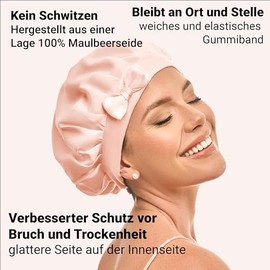 GOLDEN STAR BEAUTY Gorro de dormir Golden Star Beauty Silk Bonnet para mujer, hecho de auténtica seda morera 100%, suave y fácil de usar, transpirable