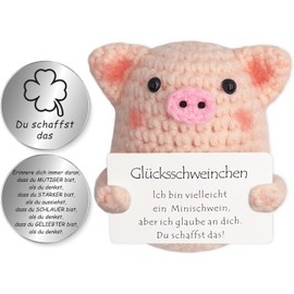 Tixlux Pocket Hug Lucky Pigs, Creative Knitting Wool, Mini Pig Doll and Small Hug Lucky Charm (Silver Ⅱ), Courage Gift, Get Well Gift, First Day of School Gift