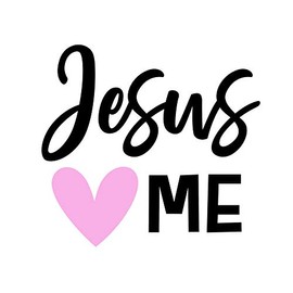 Jesus Loves Me Pink Heart NOK Decal Vinyl Sticker |Cars Trucks Vans Walls Laptop|Black|5.5 x 5.1 in|NOK922