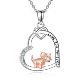 DAYLINLOVE Dinosaur Necklace S925 Sterling Silver Dinosaur Pendant Necklaces Dinosaur Jewelry Gifts for Women Mother Wife