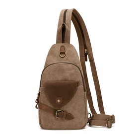KL928 Canvas Sling Bag Crossbody Backpack Shoulder Casual Rucksack for Men Women,Brown