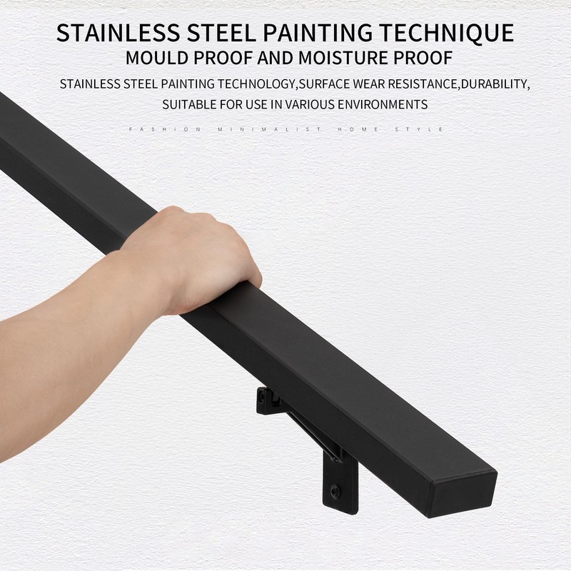 6FT Matte Black Handrails Kit for Indoor Outdoor Stairs，Modern Aluminum