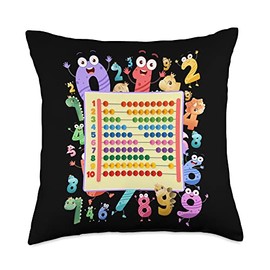 Maths Fancy Dress Kids & Maths Teacher Educational Dinosaur Numbers Idea for Kids & Teachers Maths Abacus Throw Pillow, 18x18, Multicolor