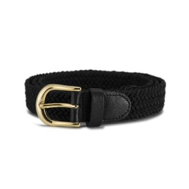 Streeze Ladies Elastic Braided Stretch Belt 25mm Width Woven with Gold Buckle 5 Sizes XS - XL, black