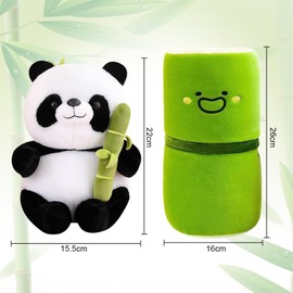 Gohytal Panda Cuddly Toy, Fluffy Soft Panda Hides in Bamboo Bag Toy, Birthday Gifts for Children, Panda Toy Gift for Women, Children, Boys, Girls (25 cm)