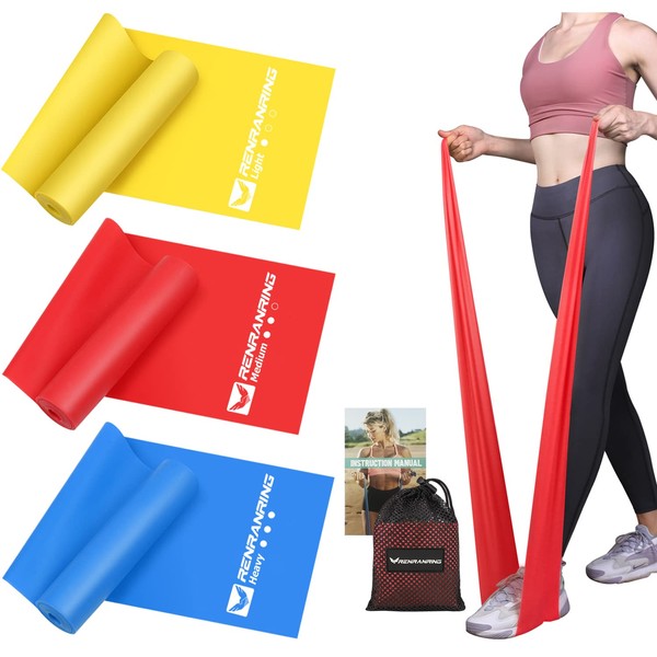 RENRANRING Resistance Bands for Working Out, Exercise Bands for Physical Therapy, Stretch, Recovery, Pilates, Rehab, Strength Training and Yoga Starter Sets