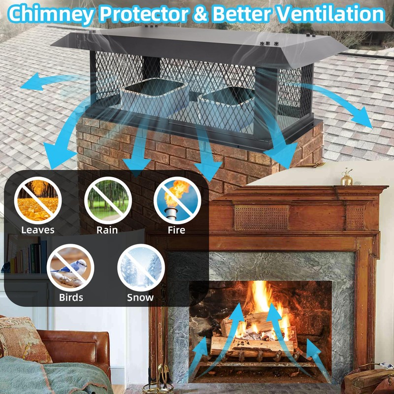 Chimney Cap Chimney Cover,Fireplace Chimney Caps for Outside 14"x30",Chimney Flue