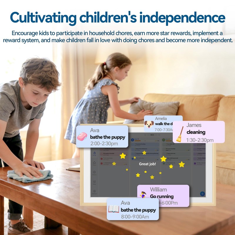 15.6” Smart Family Calendar & Chore Chart with Touchscreen –