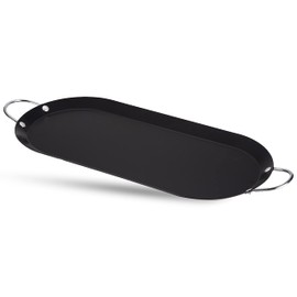 Alpine Cuisine Nonstick Oval Comal Griddle 17.5x8-Inch - Black Carbon Steel Tortilla Comal with Single Handle - Durable, Heavy Duty Comal for Cooking - Even-Heating