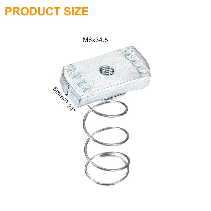 sourcing map Strut Spring Channel Nut Regular, 30Pcs M6x34.5 Carbon