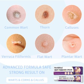 HerbBliss Wart Remover Cream, Wart Removal Cream for Verruca, Plantar Warts, Common Warts, Flat Warts (20g)
