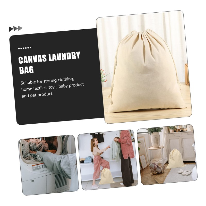 Ciieeo Unique Designtravel Drawstring Bags Canvas Laundry Bag Closure Pockets