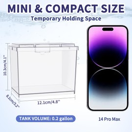 MoonOrange Mini Betta Fish Tank, Small Fish Bowl for Temporary Space, 0.2 Gallon Stackable Cube Tank with Artificial Plants and Gravels for Small Fish, Insect, Shrimp, Crab, Spider.(Pack-2)