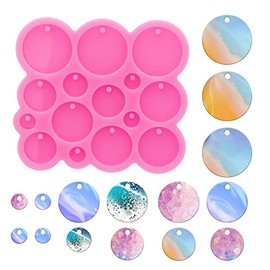 Molde redondo de resina de silicona para llavero de 15 cavidades, mini círculo redondo, molde de fundición de resina epoxi para hacer colgantes y aretes, joyería creativa DIY (1 cm, 1.5 cm, 2 cm, 2.5
