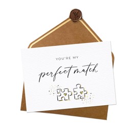 Joli Coon You're My Perfect Match Card Love A6 with Natural Envelope and Wax Seal