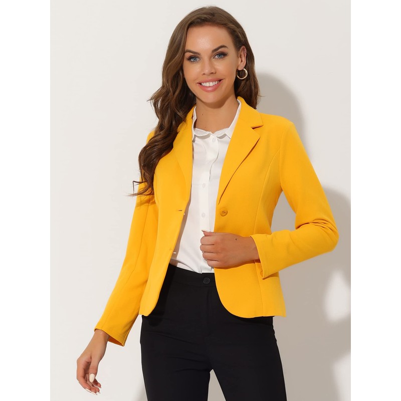 Allegra K Women's Work Office Blazer Stretch Lapel Collar Long