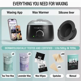 Tress Wellness Waxing Kit for Brazilian Wax - Easy to Use - For Sensitive Skin - Black, No Display