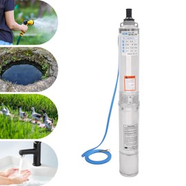 Deep Well Pump Submersible Well Pumps, 115V/60HZ 0.75KW 1HP Stainless Steel Submersible Well Pump, 1.25" Outlet Submersible Pump for Agriculture Industrial Garden Home