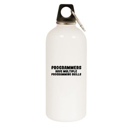 Programmers Have Multiple Programming Skills - 20oz Stainless Steel White Water Bottle with Carabiner, White