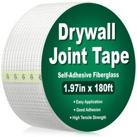 Drywall Joint Tape 1.97IN x 180 FT, Heavy-Duty Self-Adhesive Fiberglass Mesh Tape, for Wall Crack, Seam Patch Repair and Spackle wall Repair