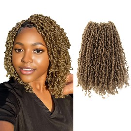 LOCSBYHAND 10 Inch 10 Packs Yanky Twist Crochet Hair Pre-twisted Blonde Kinky Mini Spring Twist Small Curly Senegalese Twist Braids (27#)