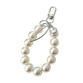 [ハピデジ -happy days joint-] キーホルダー キーリング 可愛い 鍵 車 おしゃれ チャーム バッグチャーム アクセサリー レディース 韓国雑貨 小物 パール リボン スマホアクセ（c-za0595） (ホワイト)