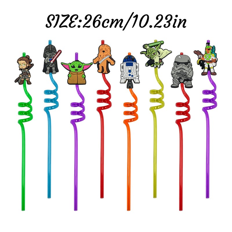 Anime Plastic Straw, Pack of 16 Plastic Pajitas Children's Straws,