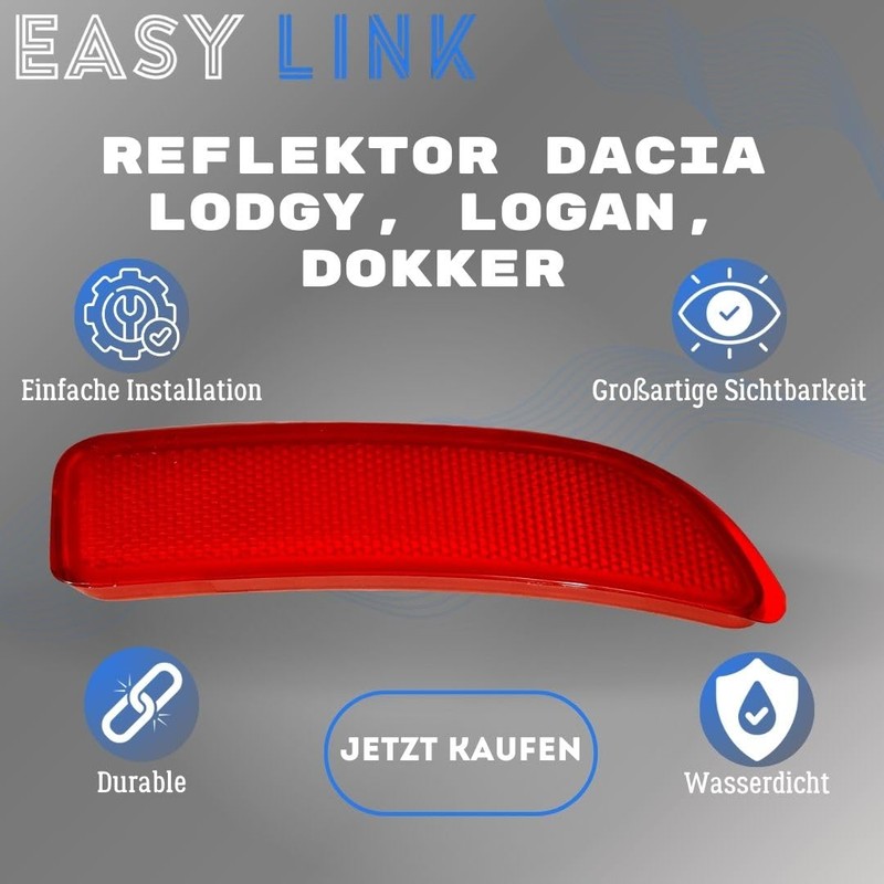 Easy Link Reflector Right Bumper Rear Reflector Compatible with Dacia