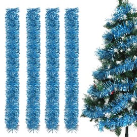 Christmas Garlands, 4 Pieces Tinsel Christmas Tree, 2 m Tinsel Garland, Tinsel Garland Christmas, Christmas Decoration Tinsel for Christmas Tree, Christmas Party, Birthday Party Decoration (Light