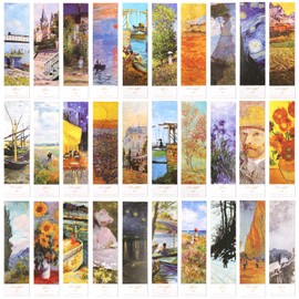 30PCS Bookmarks,GeeRic 4 * 15CM Vintage Painting Themed Paper Book Markers Page Clip Book Lovers Gifts for School Students Teachers Office Reading Stationery