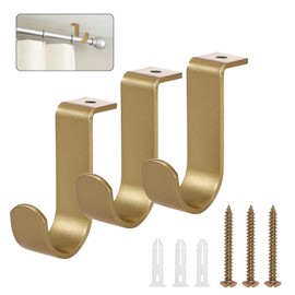 Sumnacon 3 Pcs Ceiling Mount Curtain Rod Brackets,Metal Single Curtain Rod Hanging Brackets for 5/8-1Inch Rod,Heavy Duty Rod Brackets for Living Room Bedroom Curtain Drapery Rod, Gold