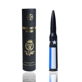 FUTAIHE 50 Cal Bullet Short Antenna Replacement for Dodge Ram & Ford F150 F250 F350 Super Duty Ford Raptor Bronco Trucks Radio Antenna (Blue American Flag)