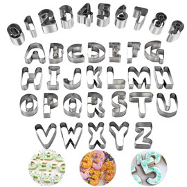 YACHUN 36 Pcs Stainless Steel Cookie Cutters Alphabet Numbers Symbols Cookie Cutters Kitchen Bento Ornaments Mold DIY Handmade Pastry Supplies Baking Tools Great for Beginners