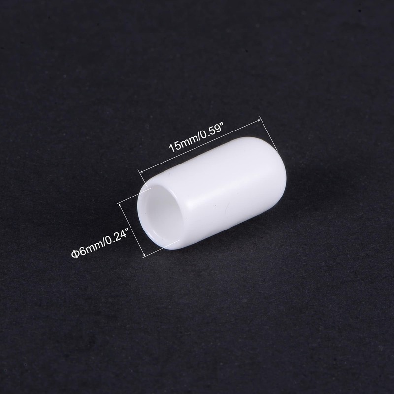 TA-VIGOR 100Pcs Rubber End Caps, 6mm ID Round Flexible Screw