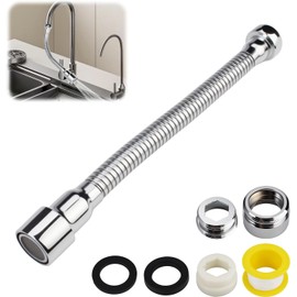 Extensión de grifo de cocina de 22 cm, cabezal pulverizador giratorio de 360 grados, extensión de grifo con adaptador, extensión de grifo para cocinas, baños, bares, inodoros