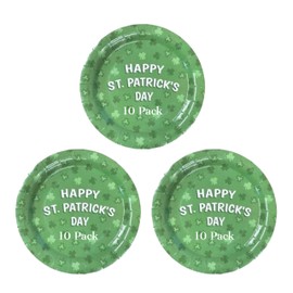 Lizzy 10pk St Patrick's Day Paper Snack Bowls Shamrock Irish Party Reusable Tableware Saint Paddy's Day Theme Birthday Supplies Party (Pack of 3, 30, Count)