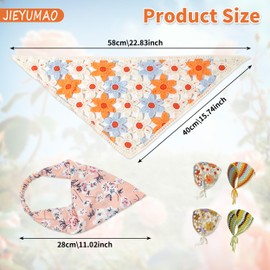 JIEYUMAO 4 Pcs Crochet Hair Bandana, 4 Styles Crochet Bandanas Headbands for Women, Fashion Knitted Headscarf Boho Head Kerchief Knitted Hair Scarf Floral Hairs Bandanas for Wedding Party