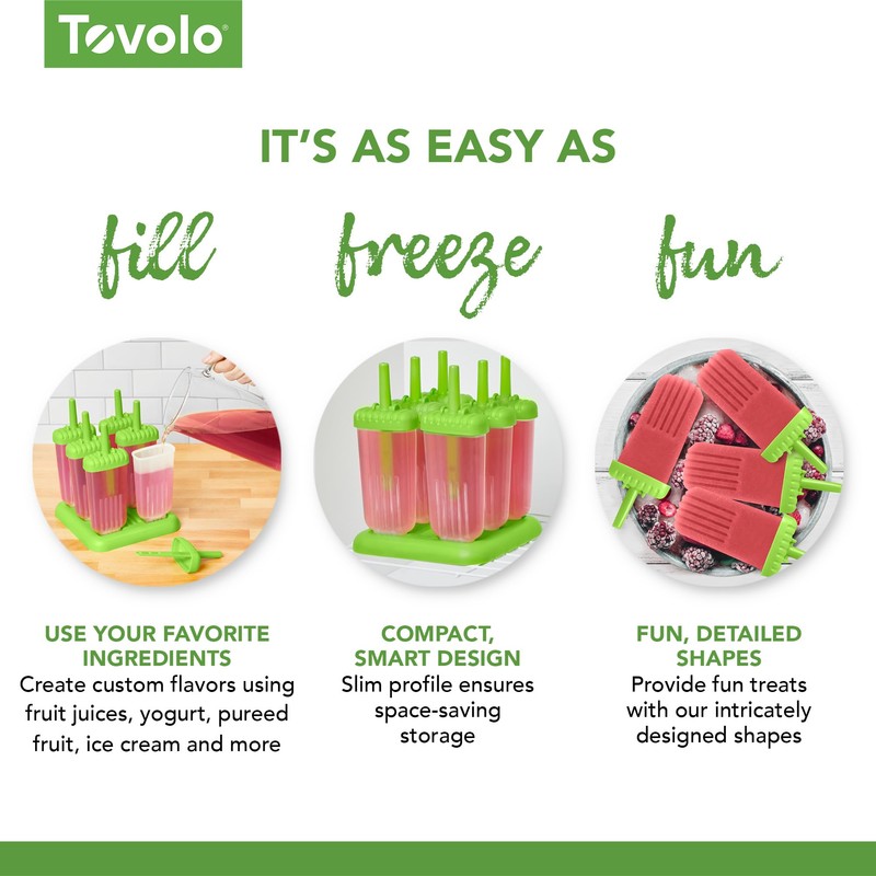 Tovolo Groovy Ice Pop Molds, Green - Set of 6