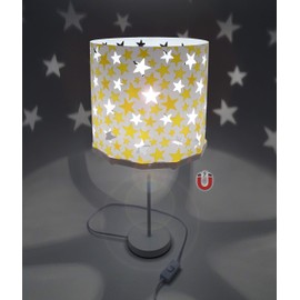 Stars table lamp bedside Ereki Night Light cast effect Projection on The Walls ideal for Children's room and Nursery, Yellow