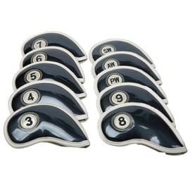 Iron Covers Leather Embroidered Waterproof 5 Colors 3 to 9 AW PW SW 10 Pcs Set (Black)