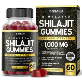 Shilajit Gummies For Men & Women 1000mg (High Potency Gold Grade with 85+ Trace Minerals with Fulvic Acid) - Energy & Immunity Support - Third Party Tested, Non GMO, Vegan & Made in USA - (60 Gummies)
