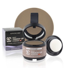 SOVONCARE Wet Hairline Powder for Women & Men - Hair Root Touch Up Powder for Grey Coverage, Thinning Hair & Bald Spots - Sweat, Stays All Day - Instant Root Cover Up Light Brown 0.14 Oz