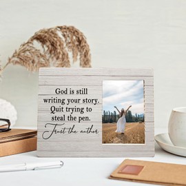 MAQIKA Christian Scripture Picture Frame, Inspirational Bible Verse Frame, Bible Verse Gifts for Women Girls, Christian Home Decor, God is Still Writing Your Story Wood Photo Frame for 4x6 Photos