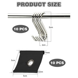 KEMUZ Pack of 10 Motorhome Awning Hooks, Tube Strip Hooks, S Hooks, Portable Piping Rail Hooks for 5 mm, Camping Awning Hooks for Piping Rail, Caravan, Camping Tent, Indoor and Outdoor Decoration