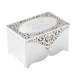 THINGS REMEMBERED Engraved Silver Scroll Rectangle Keepsake Box (Free Customization)
