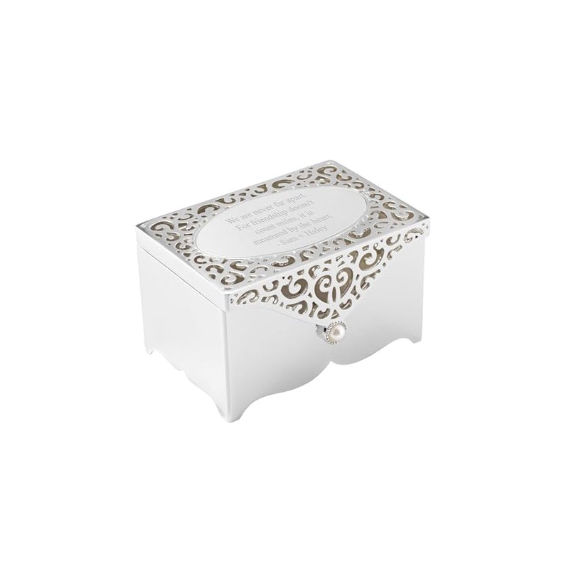 THINGS REMEMBERED Engraved Silver Scroll Rectangle Keepsake Box (Free Customization)