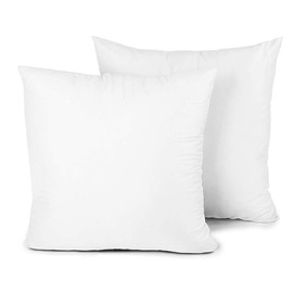 TOPGREEN Feather Throw Pillow Inserts 2 Pack | 20 x 20 Square Deco Pillow for Bed, Sofa, and Couch | 100% Cotton Shell, Soft Medium Decorative Pillow Core Set of 2 (White)