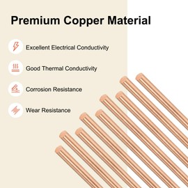 M METERXITY Copper Round Rod 5mm Dia. 3.94 Inch Length T2 Stock Solid Rod Lathe Bar for Metal Crafts DIY/Gardening/Industry/Decoration Pure Copper Tube