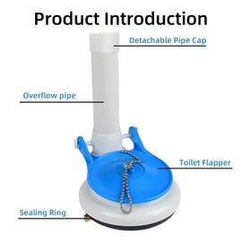 Banhey Toilet Flush Valve Assembly, 3 Inch, Compatible with One - Piece Toilets -WC Tank Repair and Replacement Part Featuring Chain and Flapper